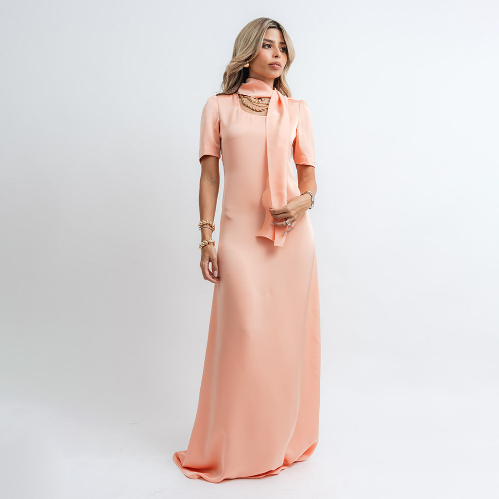 Peach Satin Dress